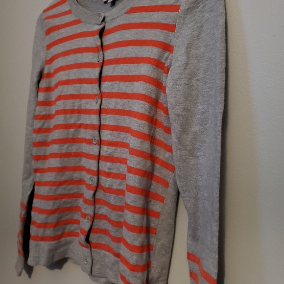Grey/Orange Striped Sequin GAP Cardigan- Size S - Picture 7 of 12